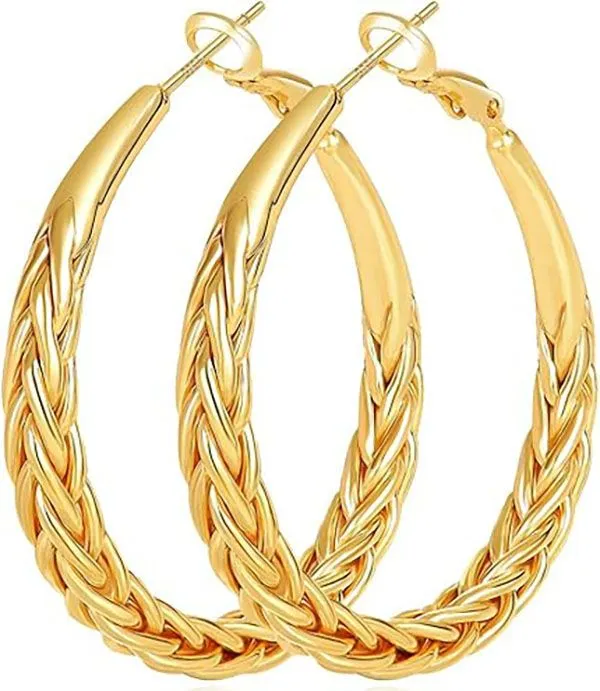 925 Sterling Silver Post Hoop,Silver Hoop Earrings for Women Trendy