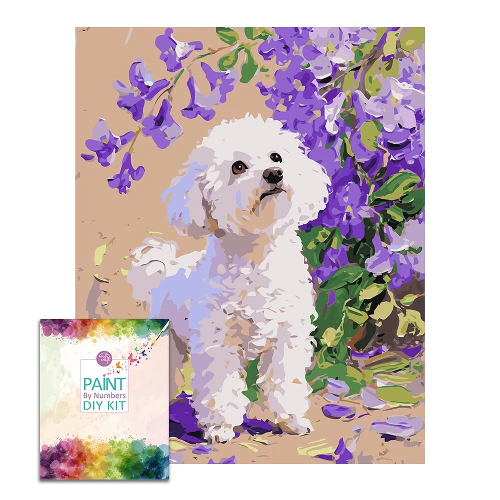 Easy Craft Paint by Number DIY Kit, 50x40cm- Dog Series03 - Bichon Frise 