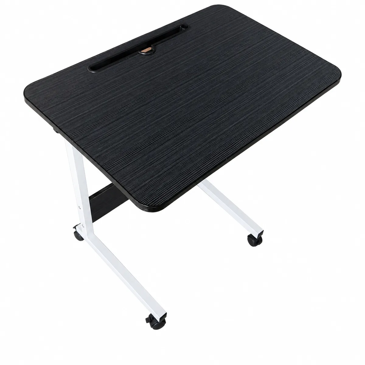 Height Adjustable Laptop Desk With Wheels- Black