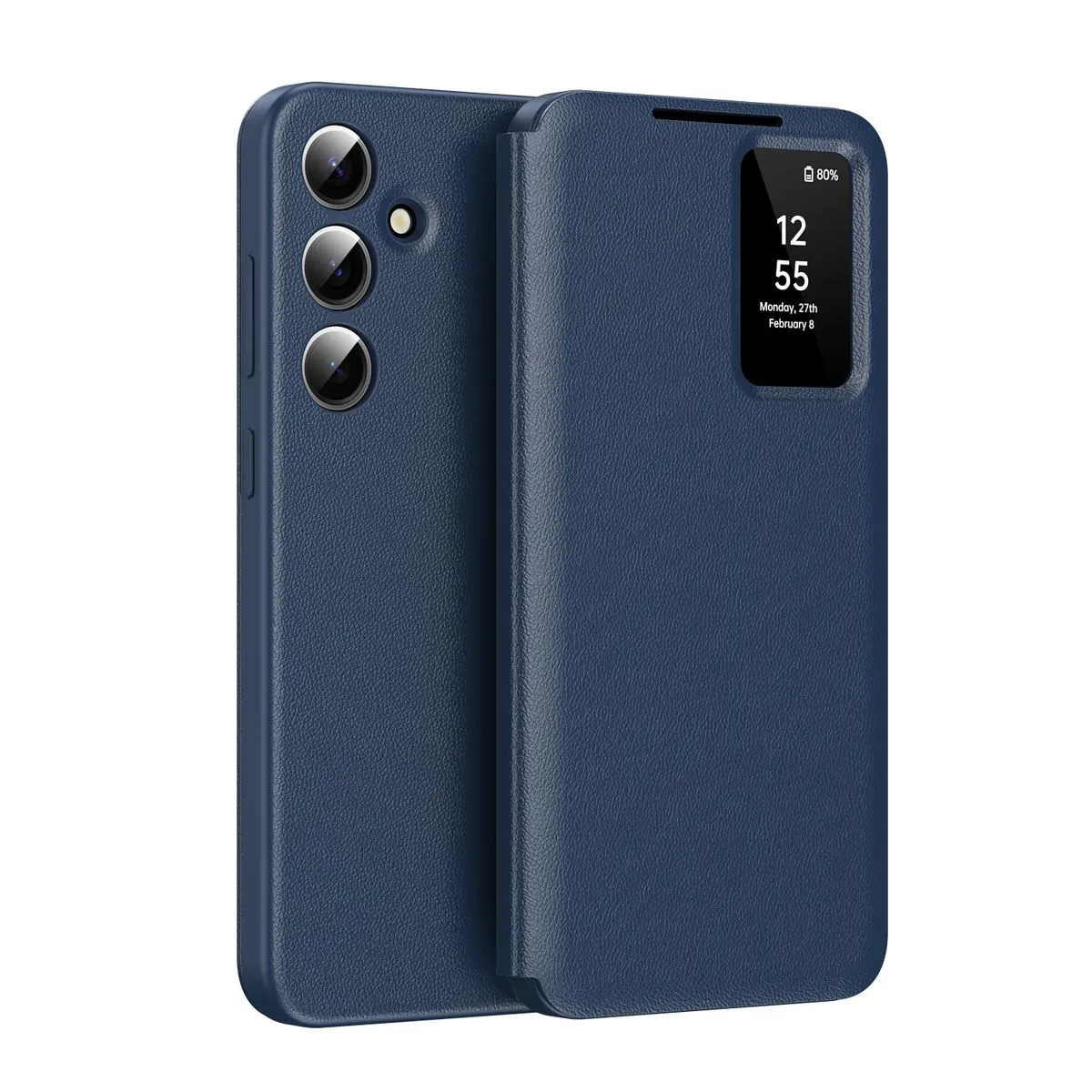 Smart Window Leather Flip Cover Compatible With Samsung Galaxy S25 FE -  Blue