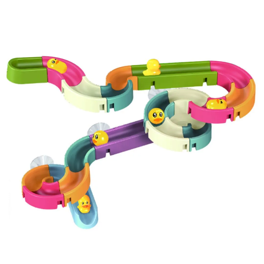 34-Piece Baby Slideway Bath Toy Bath Toys for Toddlers Duck Water Slide Toy