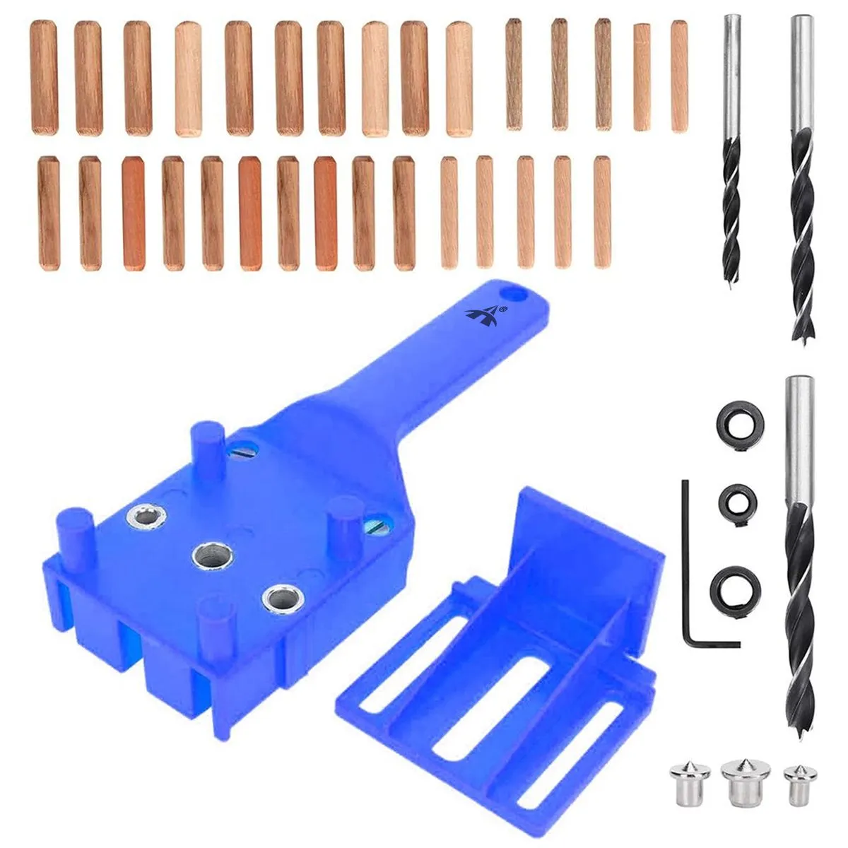 41 Pieces/Set Woodworking Pocket Hole Jig Puncher Tool Kit - Blue