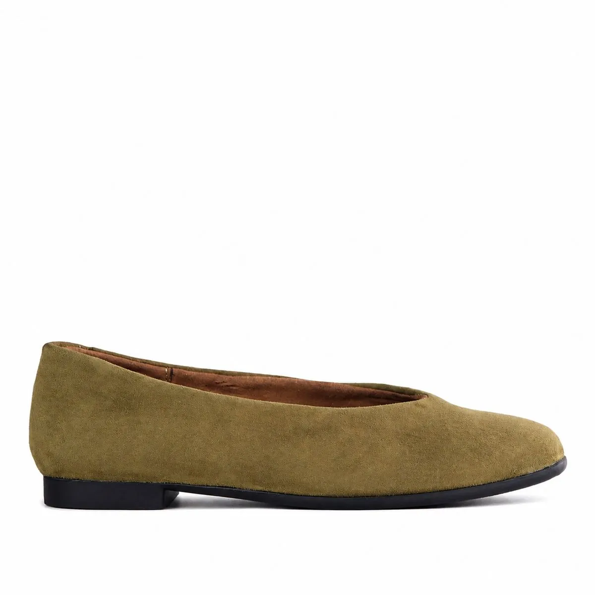 Froggie Women's Flat Pump Shoe-Olive Suede - 13004