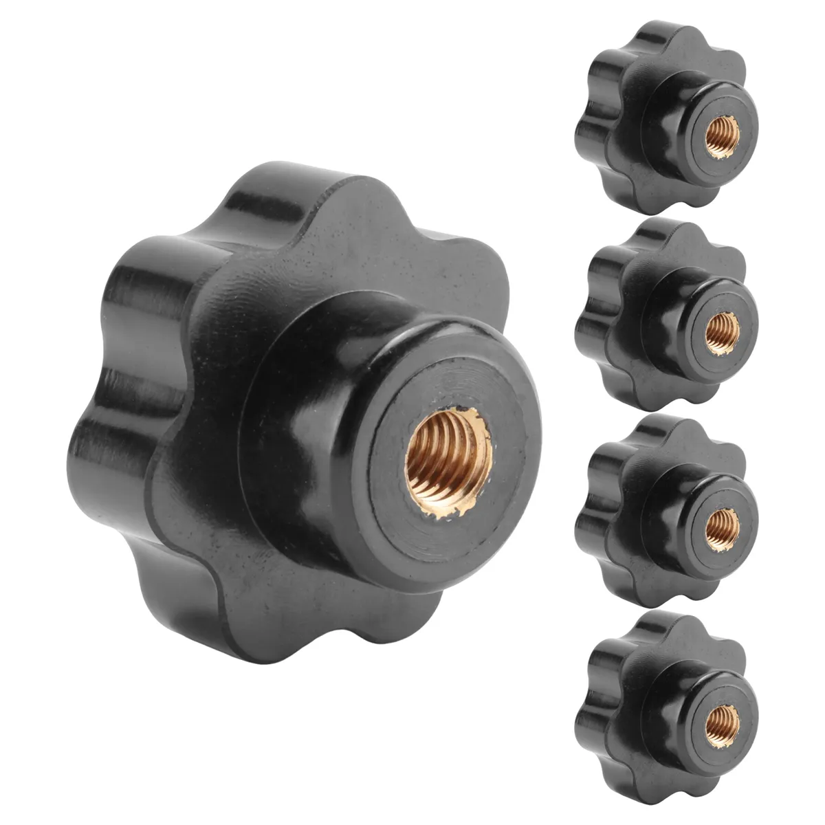 5 Pieces Black Star Grip Knobs Female Thread Diameter Compatible with None