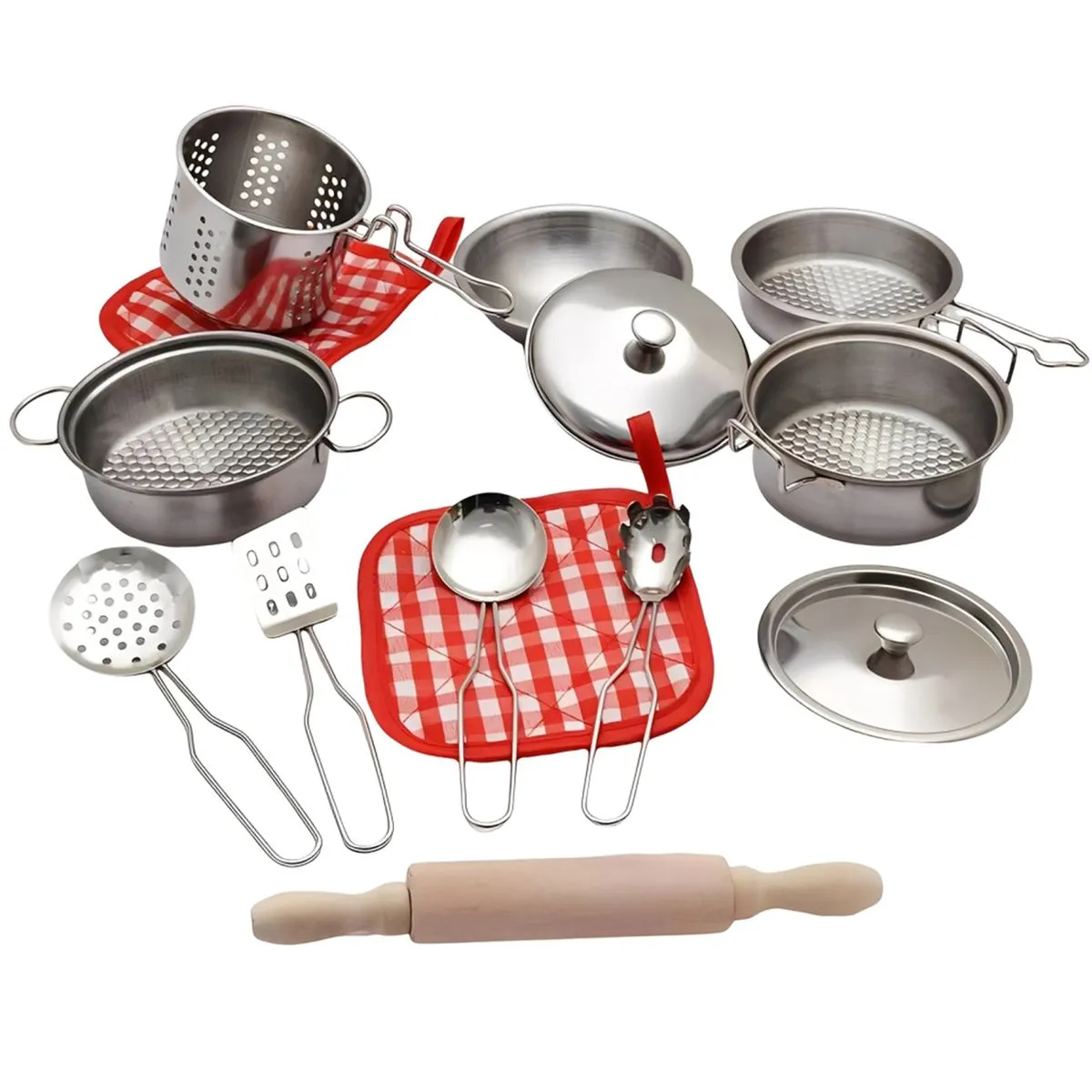 14PCS Kids Cookware Pots and Pans Playset Mini Kitchen Cooking Utensils Toy