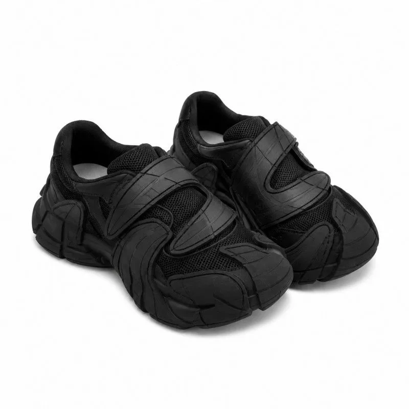 Ladies Ultra Light Wide Toe Chunky Dad Shoes Casual Daily Sneakers - Black