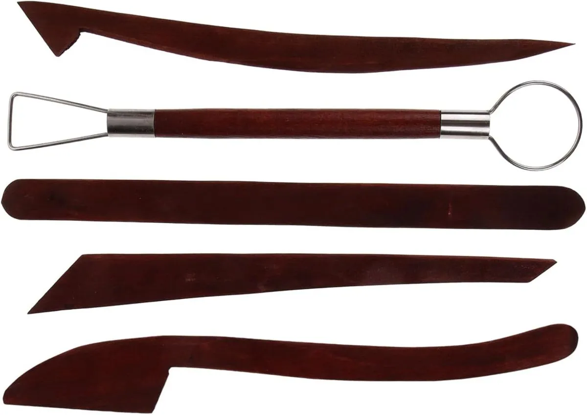 5pcs Professional Clay Extruder Tool Set Wooden Pottery Carving Kit