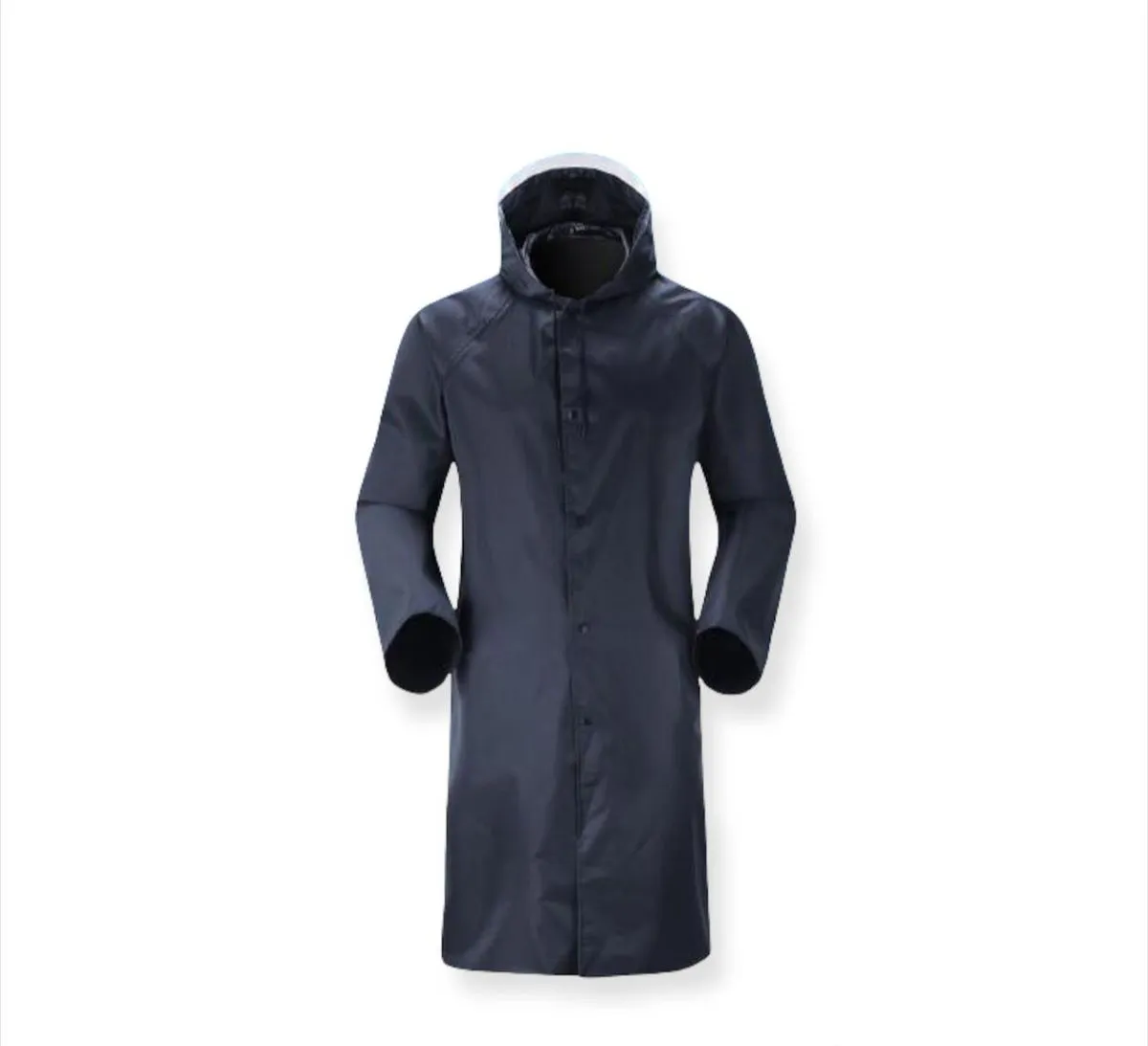 PVC Adult Raincoat With Shiny Reflective Strip - Black