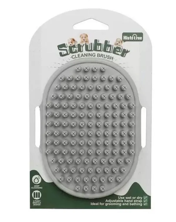 Scrubber Pet Cleaning Brush Wet or Dry Grooming Bathing Massage Adjustable