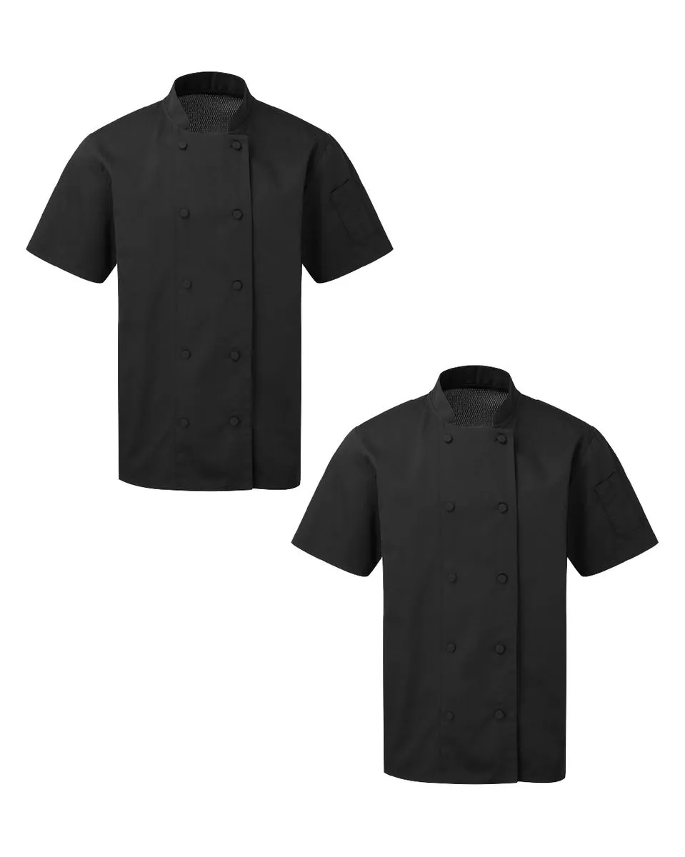The Chef Collection Black Cotton/Twill Short Sleeve Chef Jacket