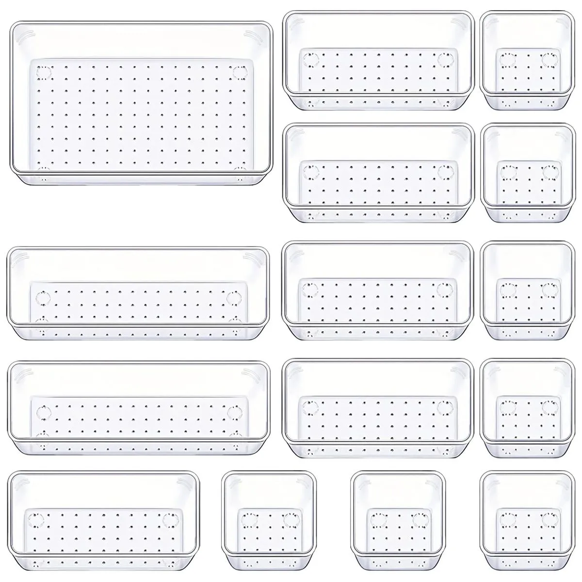 Clear Drawer Organizer-4 Sizes Plastic Storage Bins
