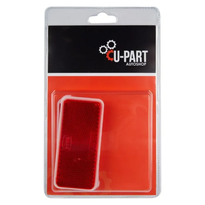 U-Part Reflector Square Stick-On Red 90mm 2pk