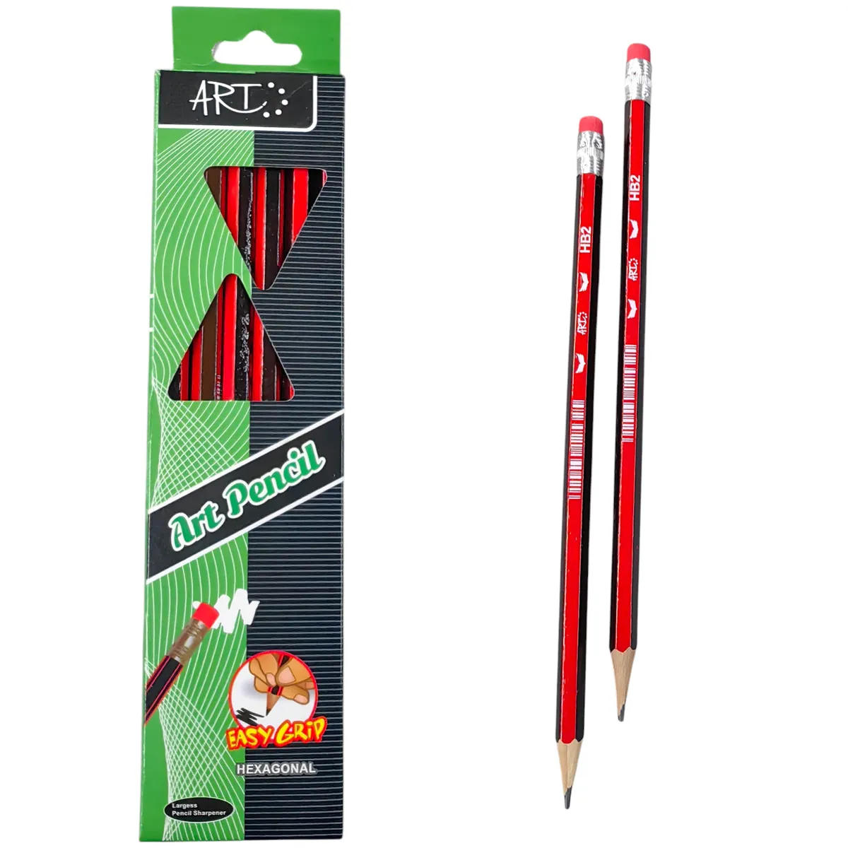 Art Pencil Premium Hexagonal Graphite Pencils with Sharpener (Pack of 12)