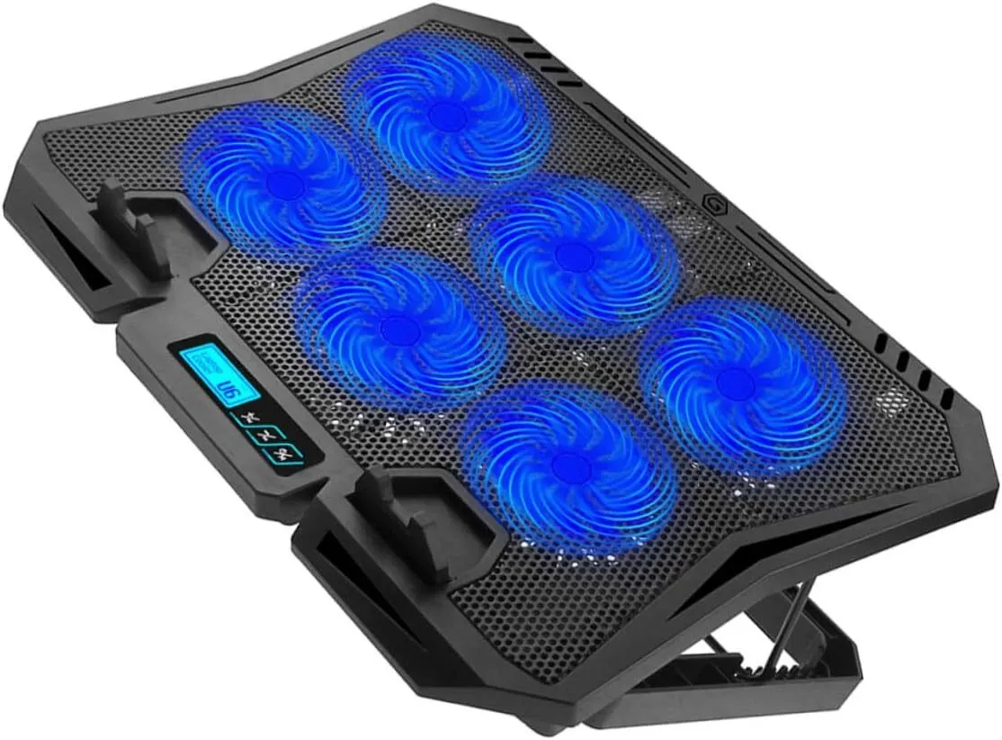 Silent Laptop Cooling Pad Stand for 15.6-inch Laptops with Blue LED Light