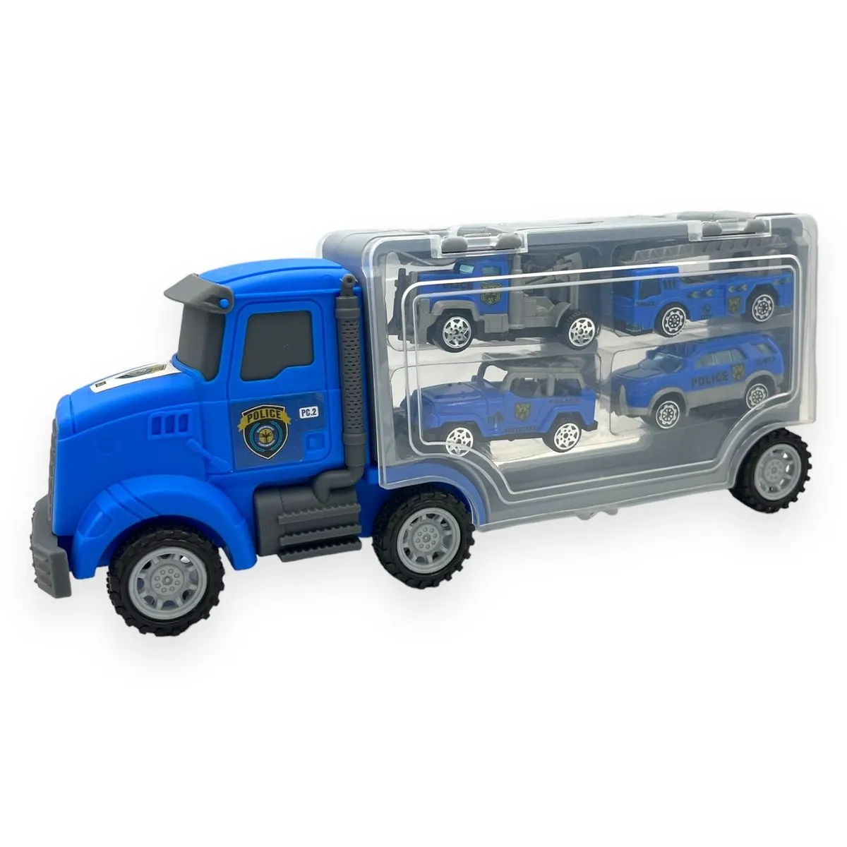 Police Rescue Team - Portable Carrier Truck with Slot Cars - Toys for Boys