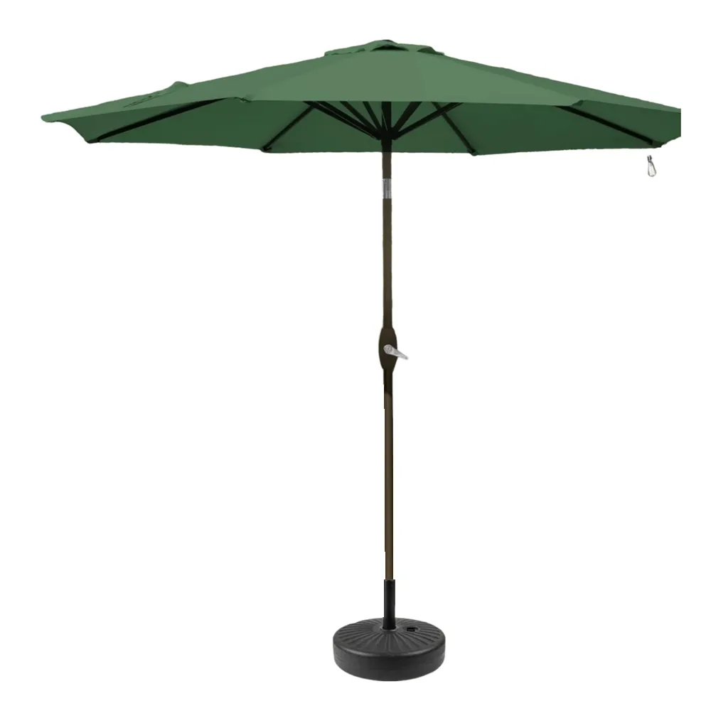 Double Top Modern Design Outdoor Cantilever Patio Umbrella With Round Base - Green