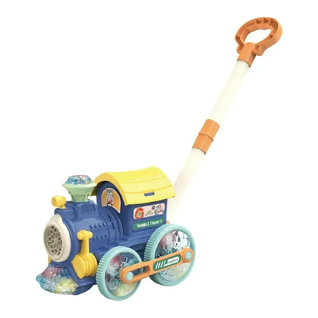 Bubble Blowing Toy Train Outdoor Push Engine Car kids Game Children Machine - Blue