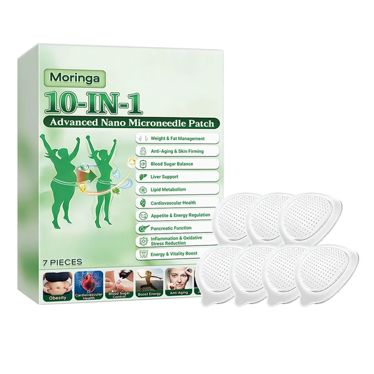 Moringa 10-in-1 Nano Microdarts Patch, Natural Skin Care Patchs for Adult - 1pc