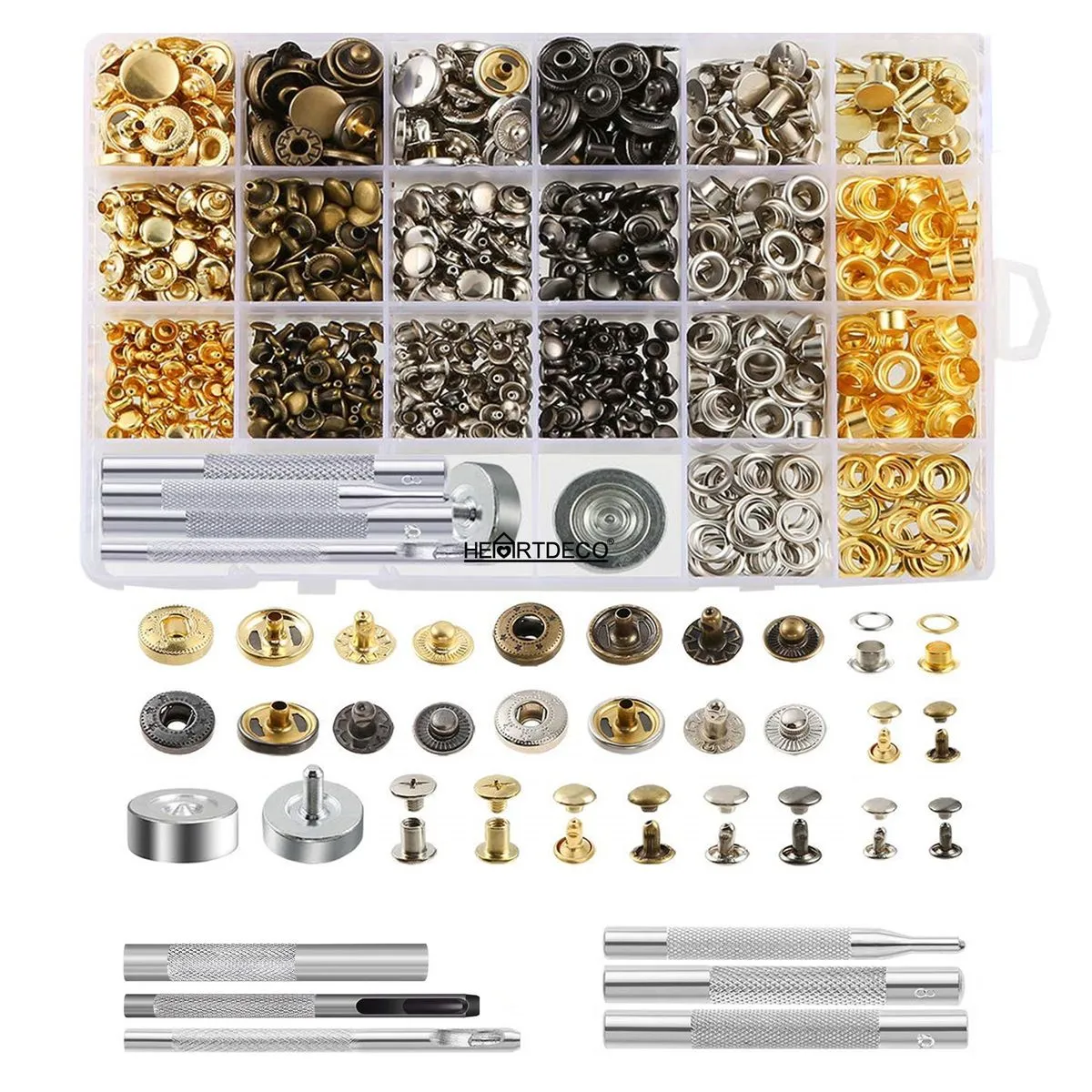 Heartdeco 400 Sets DIY Leather Snap Fastener Button Stud Kit