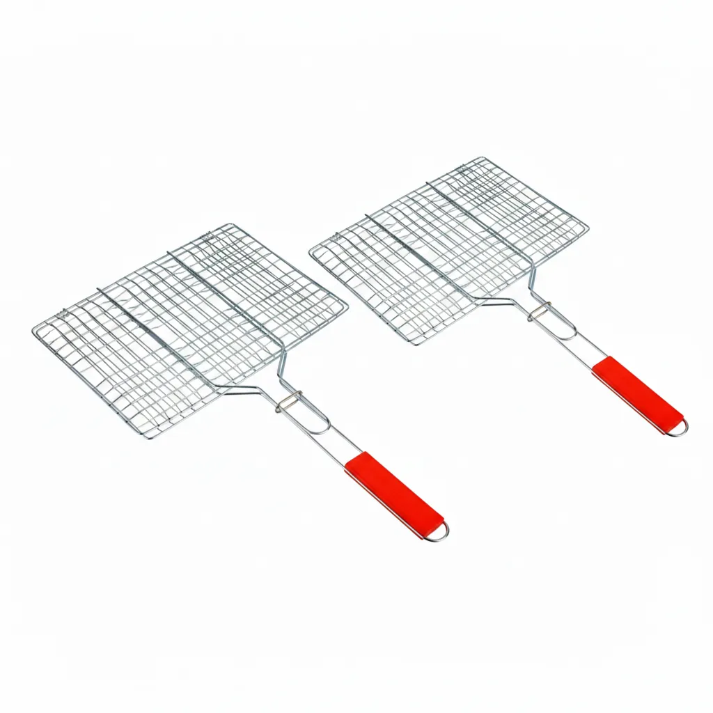 Casey 38cm Large BBQ Hand Griller for Meat, Fish & Vegetables - 2 Pack