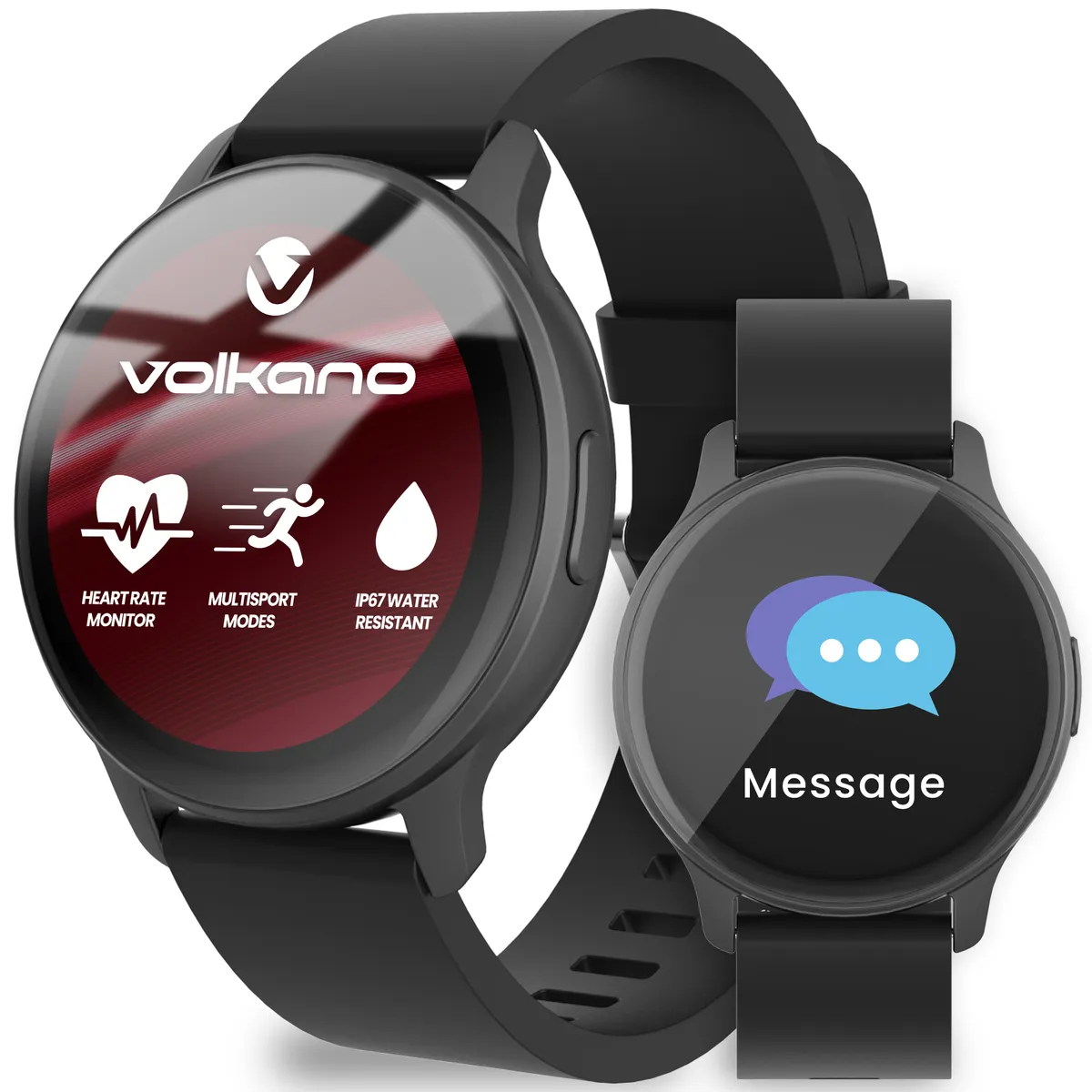 Volkano Smart Watch for Men or Women with Heart Rate Monitor - Trend Series - Black