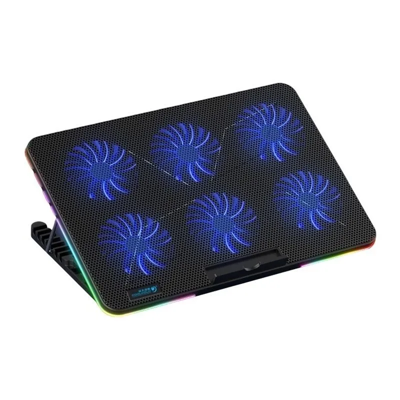 RGB Gaming Laptop Cooling Pad With 6 Fans and Phone Holder