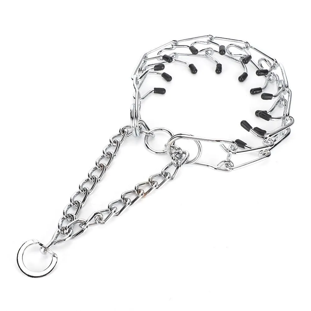 Iron Dog Training Collar Silver Neck Size 60 with Rubber Ring