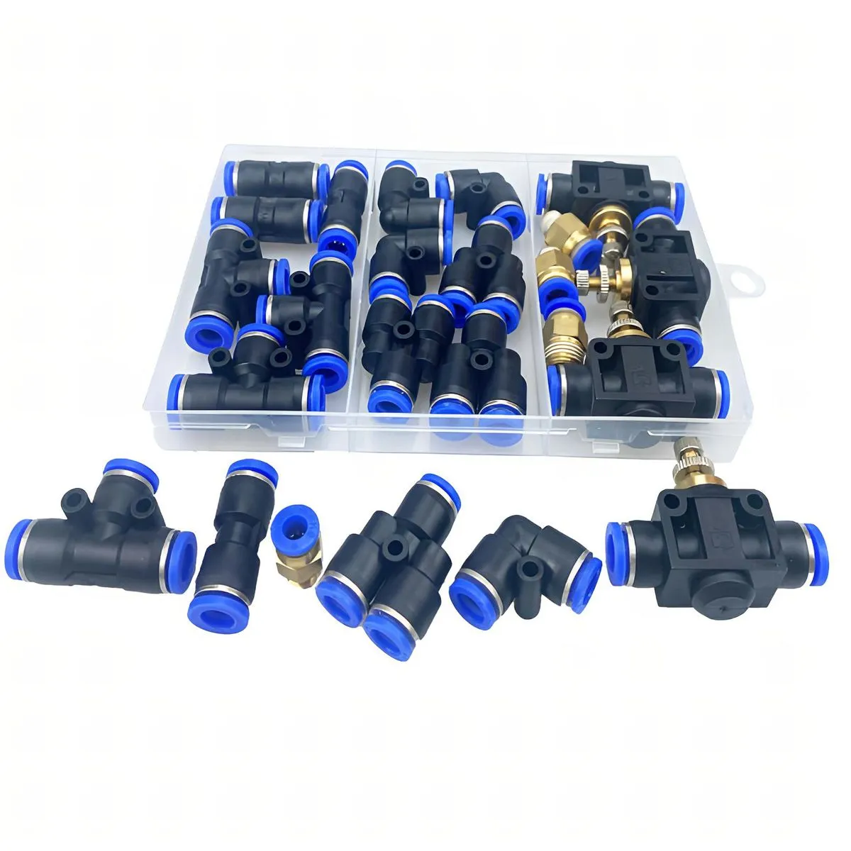18-Piece 8mm Push-to-Connect Pneumatic Fittings Kit, Quick Connect Air Hose