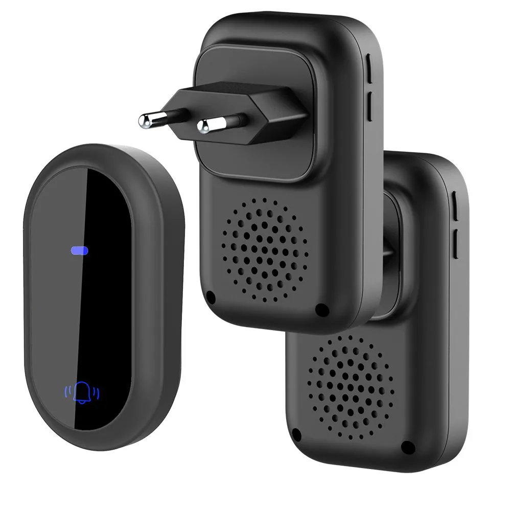 Self-powered wireless doorbell system with one transmitter and two receiver
