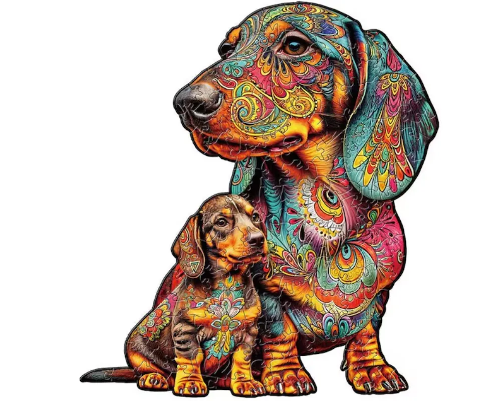 MorFansi Colorful Wooden Puzzle Creative Gift Kids Teenagers Dog Shape