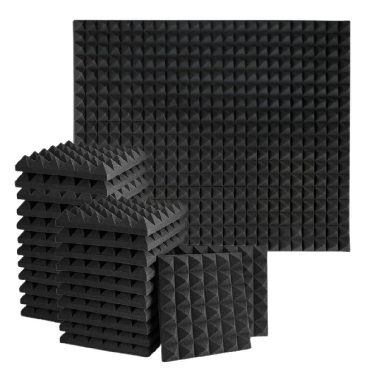Acoustic Foam+ Echo-Less Black Pyramid Panels 30x30x5cm (Pack of 30 )