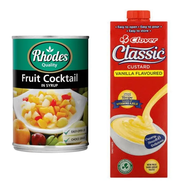 Clover Classic Vanilla Flavoured Custard + Rhodes Fruit Cocktail In Syrup