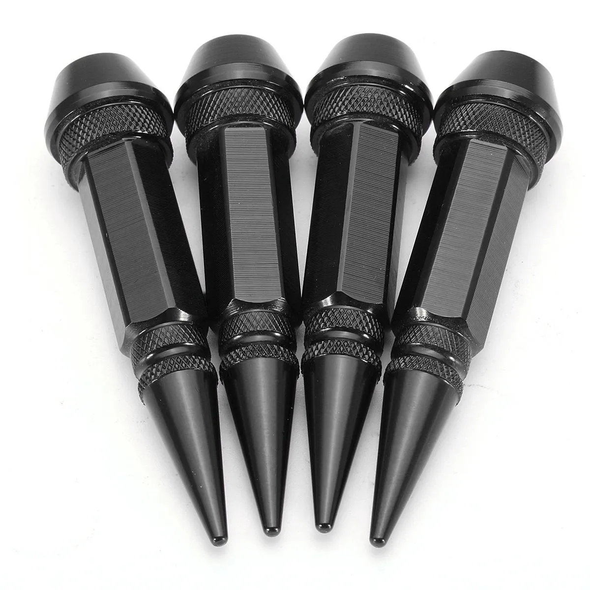 4 Pieces Metal Long Spike Wheel Tire Valve - Black