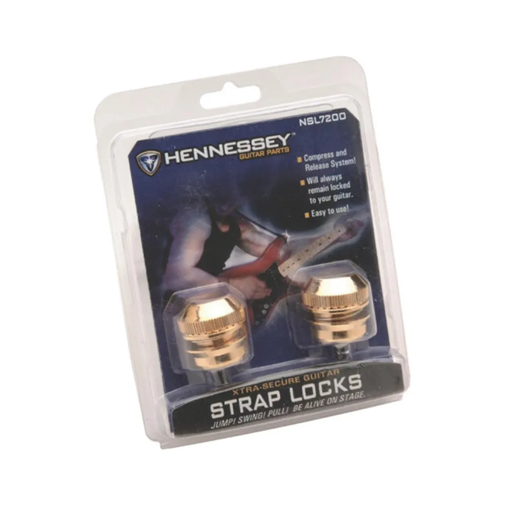 On Stage NSL7200 Hennessey Guitar Strap Locks - Gold