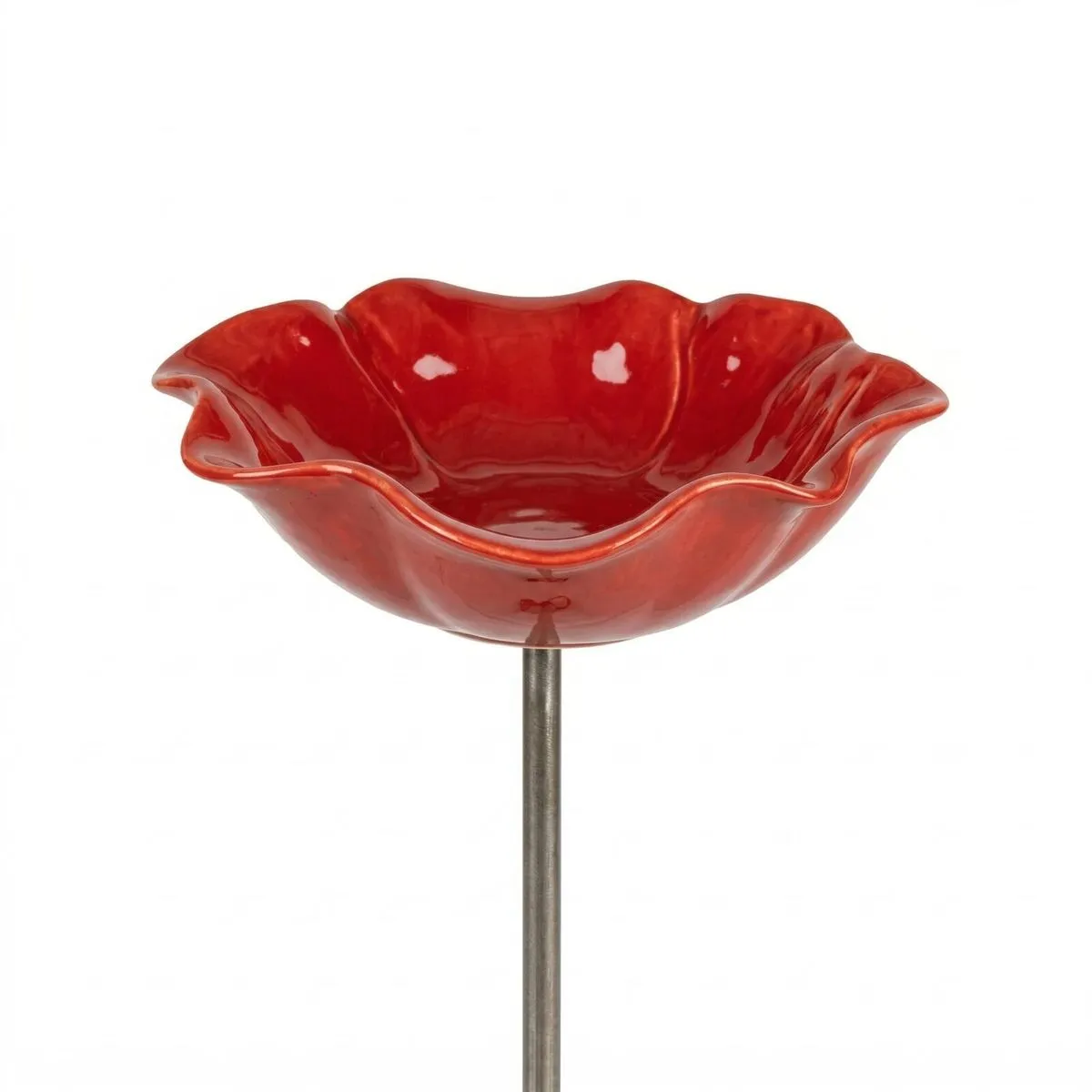 24-Inch Handmade Metal Flower Garden Stake and Bird Bath