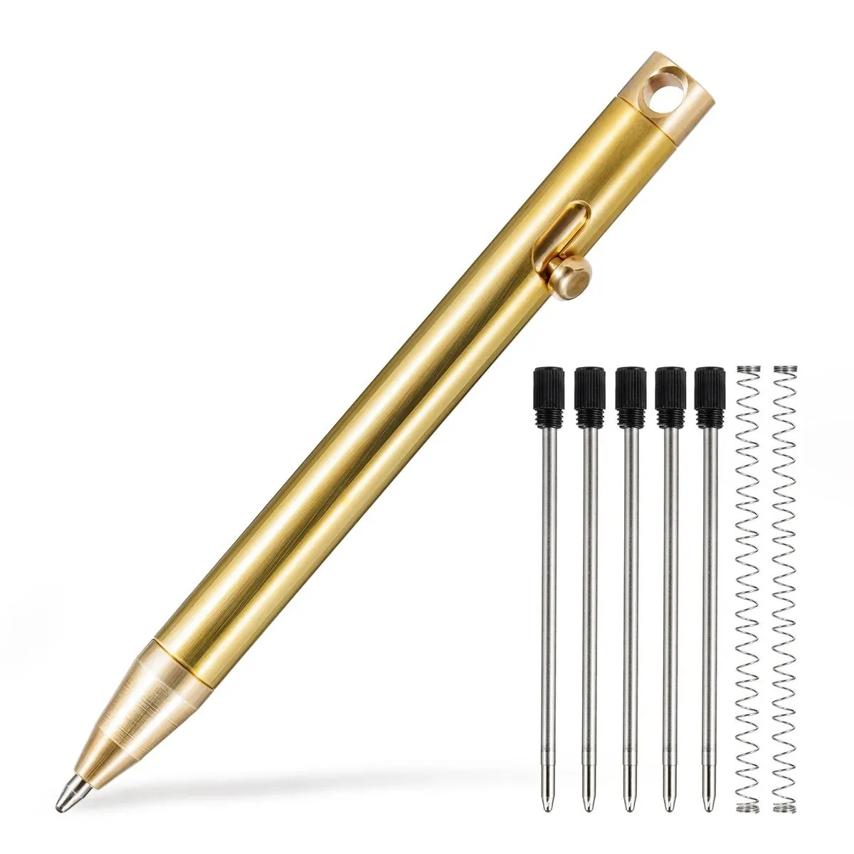 Titanium Alloy EDC Mini Bolt-Action Pen (Titanium/Brass) - Brass