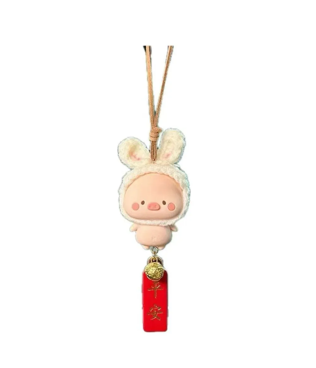 Automotive decorative cute pig car interior pendant for car mirror - Pink