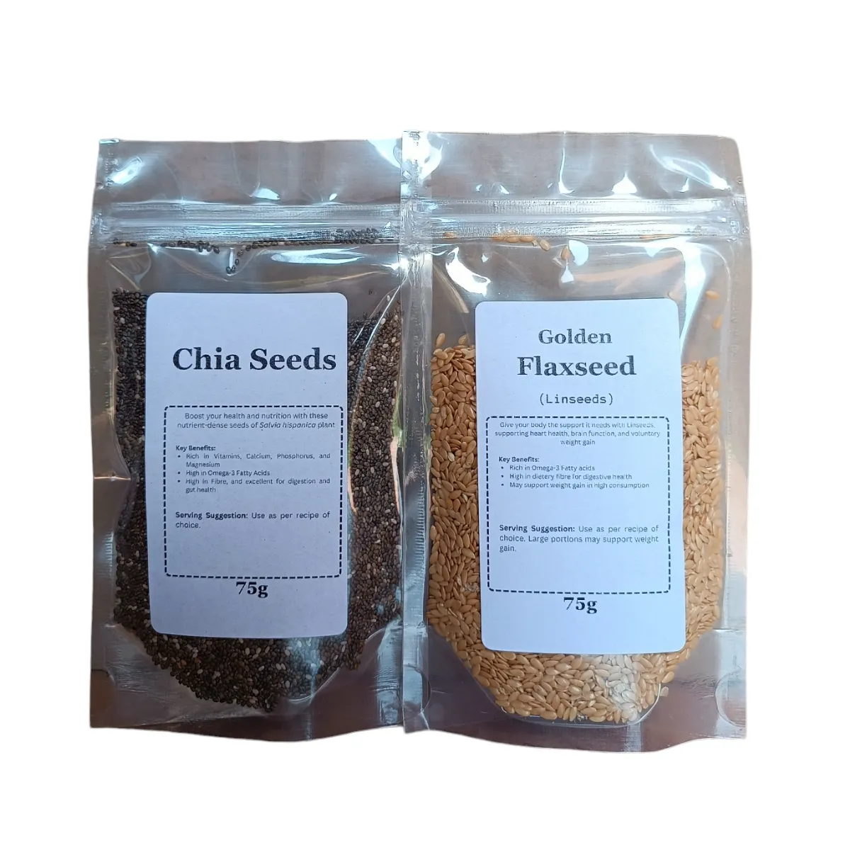 Golden Flaxseeds and Chia seeds Nutri Supplement and Omega-3 Boost Combo