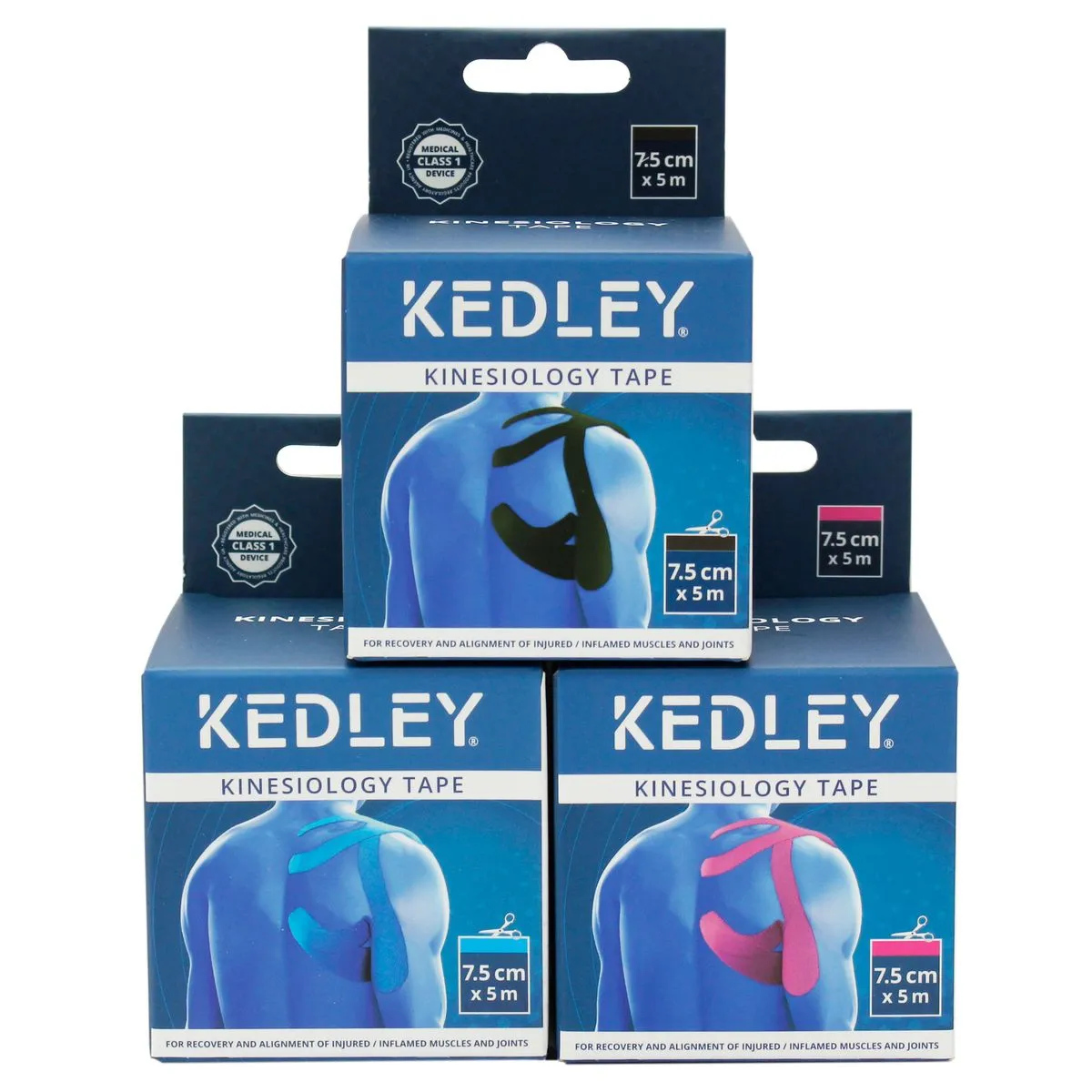 KEDLEY Kinesiology Tape - 3 x (7.5cm x 5 Metres)