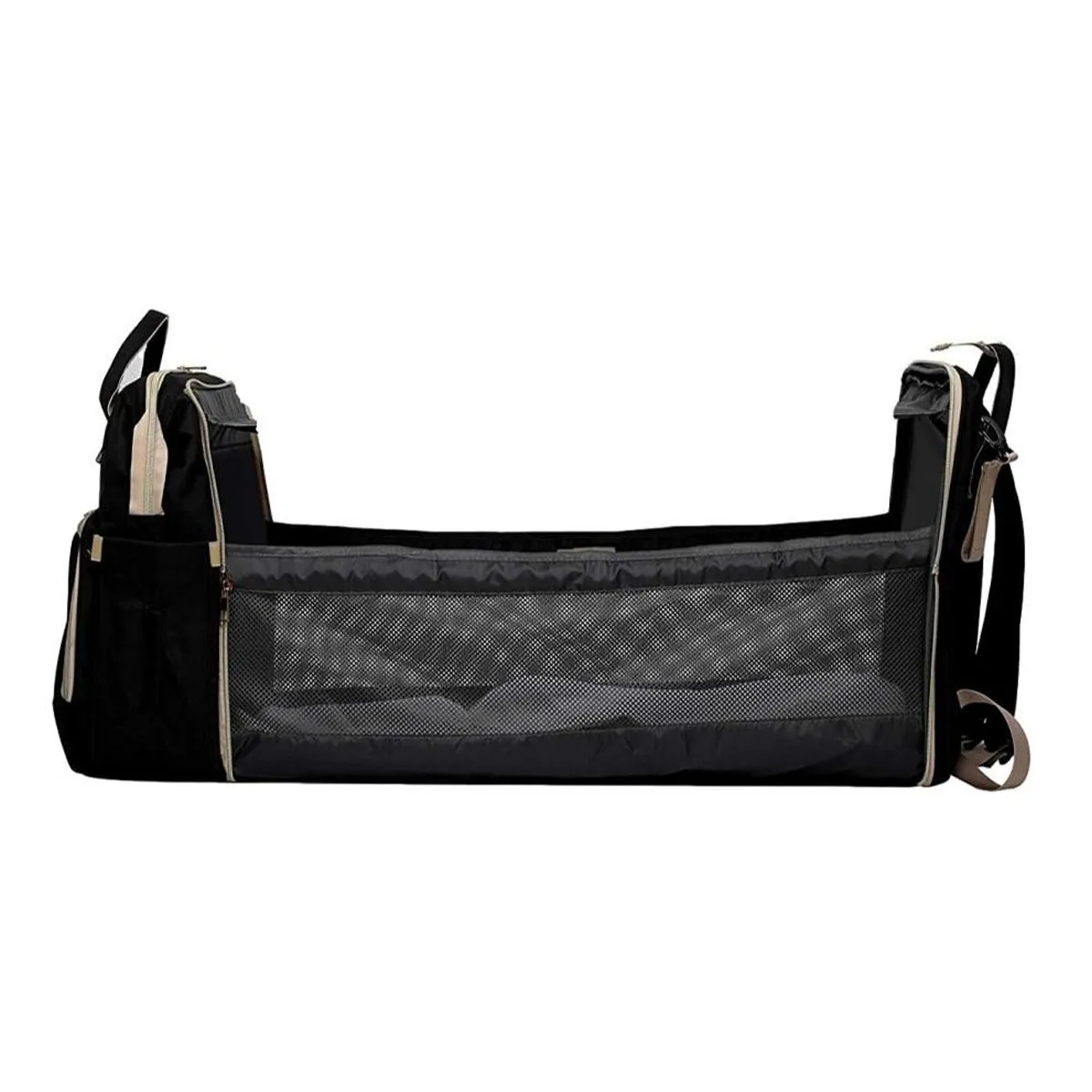 3 in 1 Diaper Backpack Changing Station Bed Nappy Travel Bag USB Charging - Black