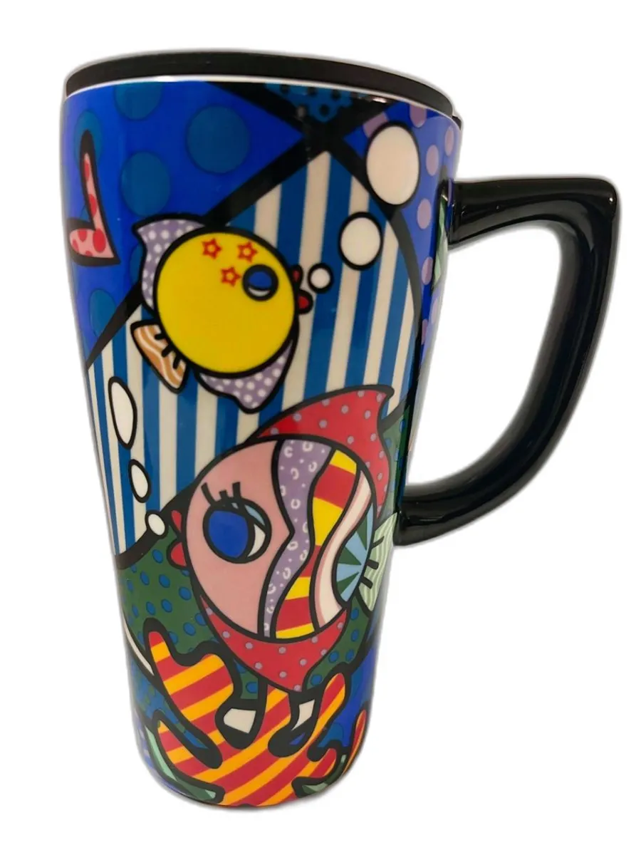 Arty Farty Ceramic Travel Mug Set - Funky Fish
