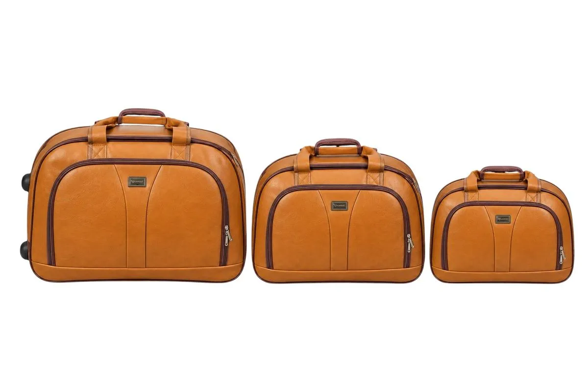 3-Piece Faux Leather Travel Bag Set
