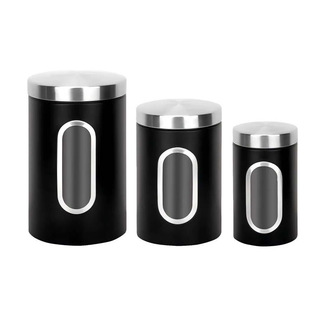 Coffee Tea Storage Container, Airtight Canister Set - Black - 3 Piece