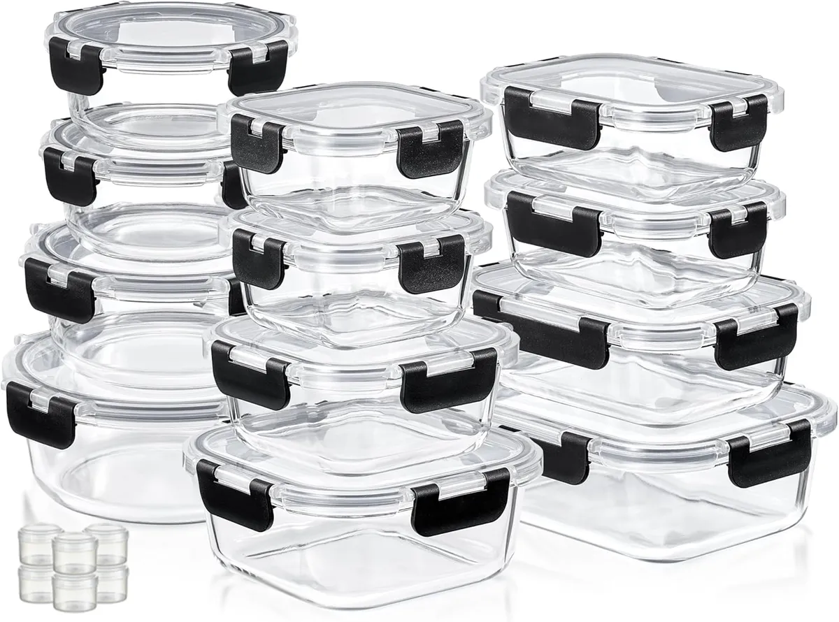 Food Storage Containers with Lids Set Glass Meal Prep Container Lunch 12 Piece
