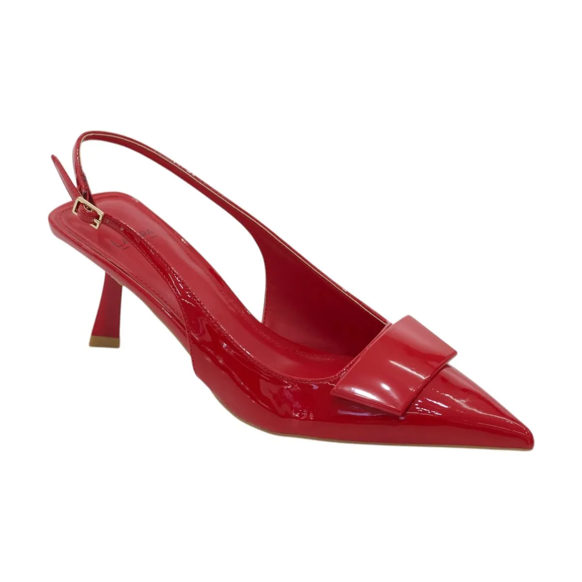 LaMara Paris Abba glossy patent sling back with reg trim on 4.5cm heel