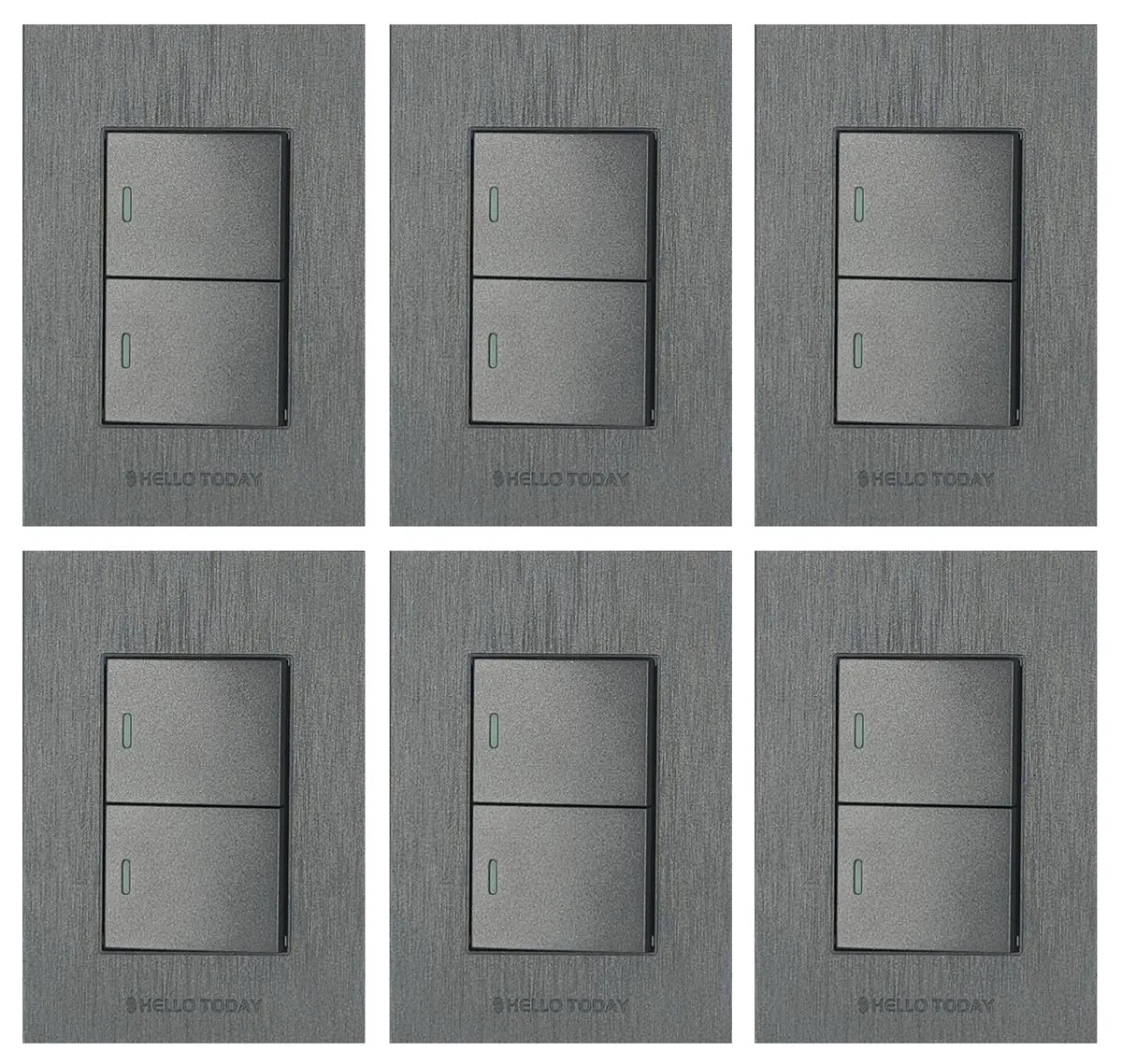 Hello Today 2 Lever 1 Way Light Switch - 6 Pack - Brushed CBK