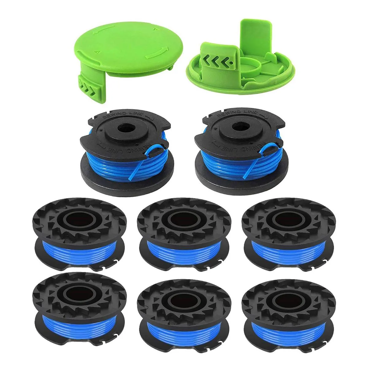 String Trimmer Spool Line For Greenworks 24V 40V 80V (8 Spool 2 Cap)