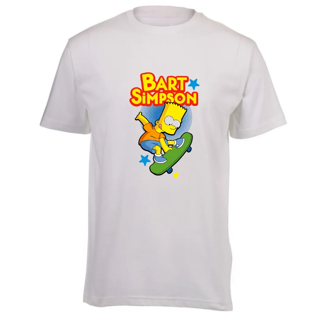 Kids White Short Sleeve T-Shirt - Bart Simpson