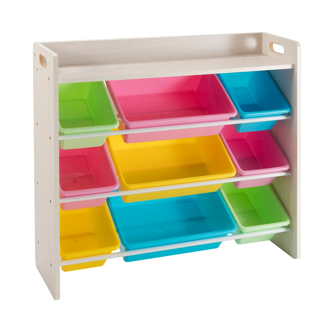 Kids Storage Organiser for Toys and Clothes - 9 Bins and Top Shelf