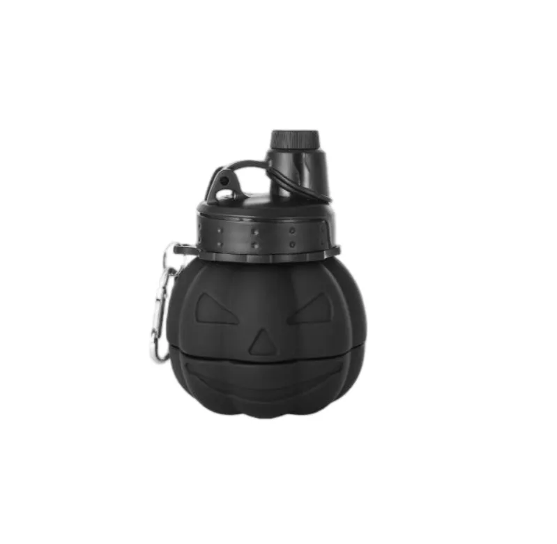 Halloween Pumpkin Telescopic Silicone Cup - Black